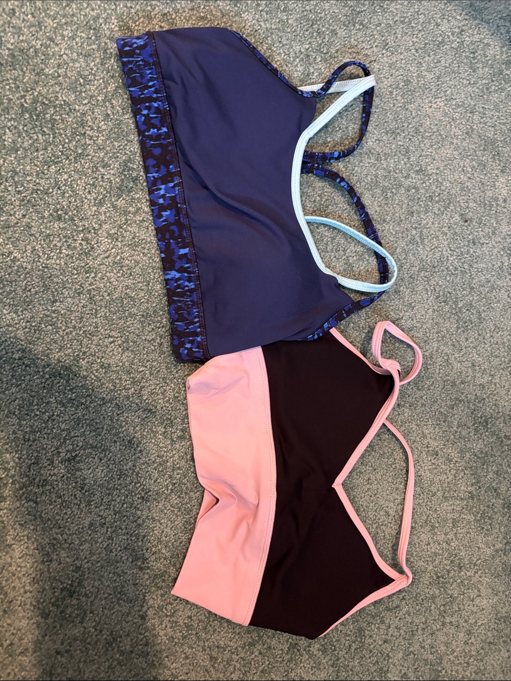 Gaiam Women XS Sports Bra Bundle 2 Pack Blue Black Activewear Yoga Gym